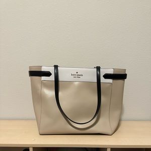 Kate Spade tan and black large laptop tote